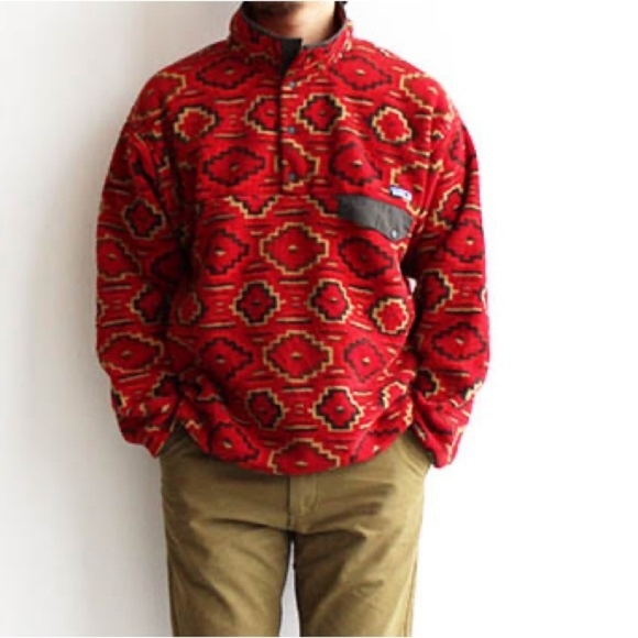 Patagonia synchilla  molten lava fleece aztec pullover - Picture 12 of 15